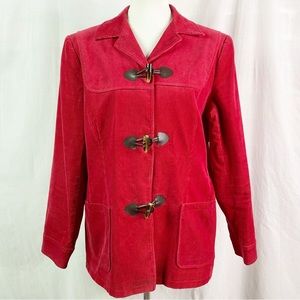Vintage Red Cotton Corduroy Jacket Toggle Closure Lg